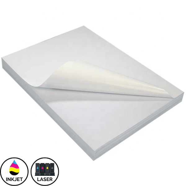 PET Self-adhesive Waterproof Printable Vinyl A4 (10 sheets) Inkjet & Laser - White Gloss