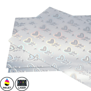 PET Self-adhesive Waterproof Printable Vinyl A4 (5 sheets) Inkjet & Laser - Holographic Heart & Bow