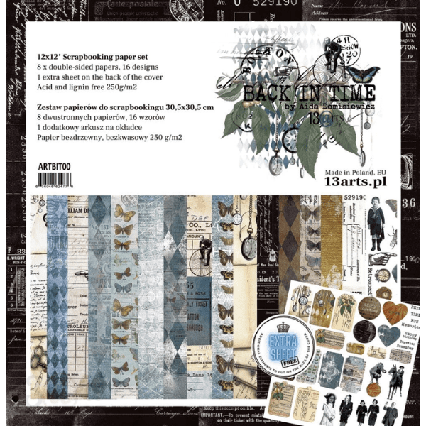 13@rts Designer Scrapbooking Paper Pack - Back In Time