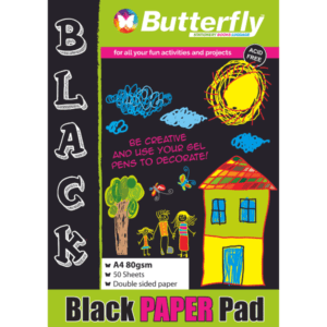 Butterfly Board Pad - A4 80gsm (50 pages) - Black (Double Sided)