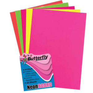Butterfly Assorted Boards - A4 160gsm (25 Sheets) - Neon