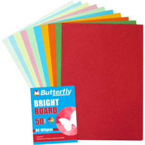 Butterfly Assorted Boards - A4 160gsm (50 Sheets) - Bright & Pastel