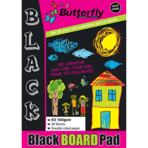 Butterfly Board Pad - A5 160gsm (20 pages) - Black (Double Sided)