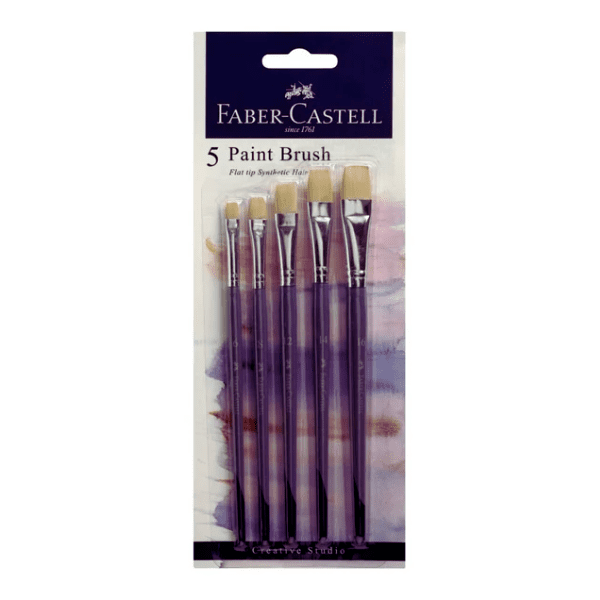 Faber-Castell Creative Studio Flat Paint Brush set of 5 - Sizes: 6, 8, 12, 14, 16