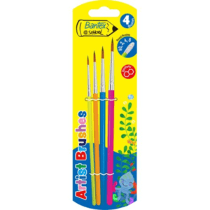 Bantex Artist Paint Brush Set of 4 Round - Sizes: 0, 2, 4, 8