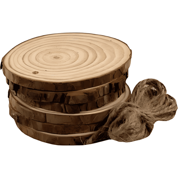 Dala Wooden Log Slices 6pcs (6-7cm) Natural Wood, disc, bark, pre-drilled hole