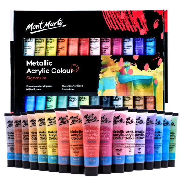 MM Signature Metallic Acrylic Paint Set 24x36ml