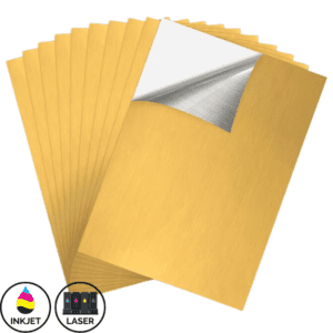 PET Self-adhesive Waterproof Printable Vinyl A4 (5 sheets) Inkjet & Laser - Brushed Gold