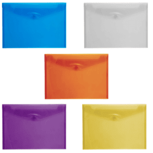 Butterfly Carry Folders A4 160gsm Blue, Clear, Orange, Violet, Yellow
