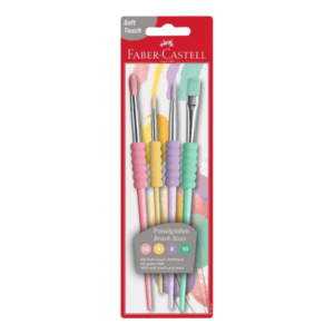 Faber-Castell Soft Touch Paint Brush Set of 4 - Pastel - Sizes: 4, 8, 10, 12.